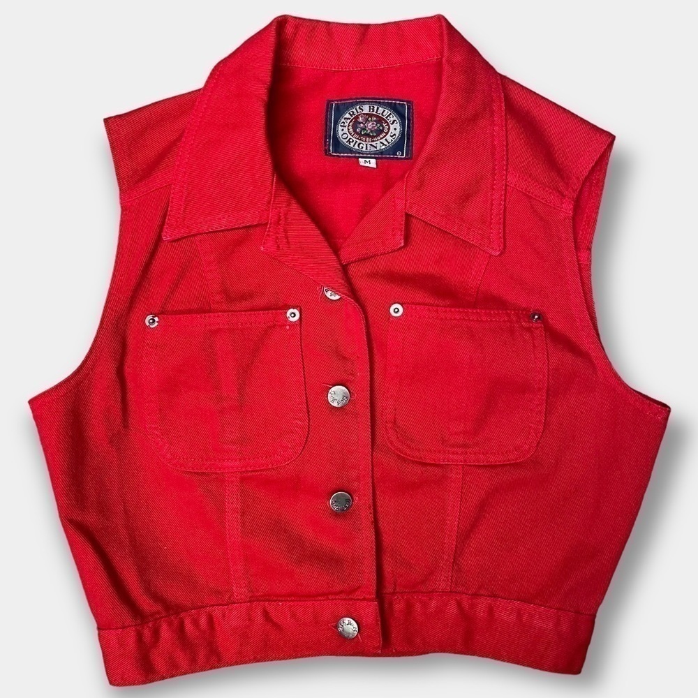 Paris Blues Girl's Red Denim Blue Jeans Vest Size Medium